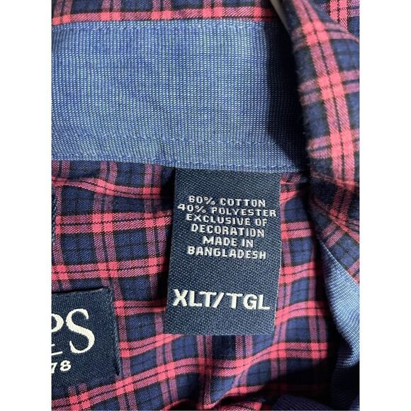 Chaps Mens Plaid Button Down Dress Shirt Size X-Large Tall - Picture 6 of 8